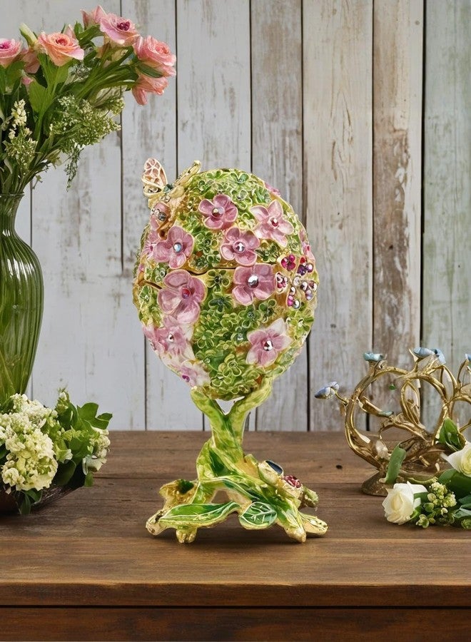 SEVENBEES Cherry Faberge Egg Jewelry Trinket Box Hinged With 3D Bee Figurine Easter Decorative Gift Ornaments - Image 5
